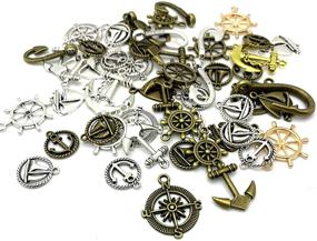 img 2 attached to ⚓ Nautical Anchor Rudder Helm Compass Charms: 100g Mixed Ship Anchor Wheel Pendants for DIY Jewelry Making