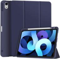 📱 soke ipad air 4 10.9 case 2020 with pencil holder, ipad air 4th gen case 2020 - dark blue - supports touch id & pencil charging - lightweight smart cover for ipad air 4 2020 - nonsupports auto sleep/wake logo