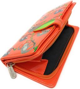 img 2 attached to Large Sloth Women's BiFold 🦥 Wallet in Orange Vegan Leather, 7 Inches