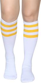 img 1 attached to 🧦 Premium Unisex Knee High Tube Socks: Pareberry Triple Stripes Collection