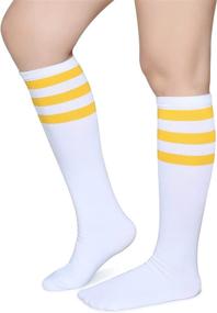 img 4 attached to 🧦 Premium Unisex Knee High Tube Socks: Pareberry Triple Stripes Collection