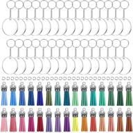 🔑 120pcs acrylic keychain blanks by kingforest - includes 30 pcs 1 inch keychain rings, 30 pcs jump rings, 30 pcs 2 inch acrylic circle discs, and 30 pcs craft tassels for diy keychain vinyl craft logo