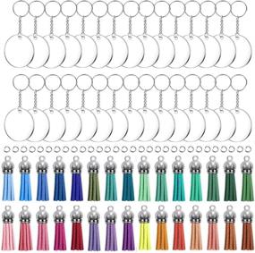 img 3 attached to 🔑 120PCS Acrylic Keychain Blanks by KINGFOREST - Includes 30 PCS 1 Inch Keychain Rings, 30 PCS Jump Rings, 30 PCS 2 Inch Acrylic Circle Discs, and 30 PCS Craft Tassels for DIY Keychain Vinyl Craft