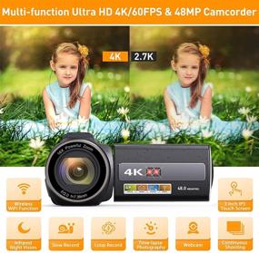 img 3 attached to 📷 Aepannay 4K Video Camera Camcorder: Enhanced Vlogging, 48MP 60FPS WiFi, Night Vision, Touch Screen - YouTube Digital Camera with 16X Zoom, Microphone, Remote Control & 2 Batteries