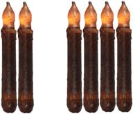 🕯️ youngerbaby set of 6 vintage led taper candles: realistic yellow flicker flameless candles for wedding centerpieces, windows, chandeliers, christmas - battery operated, bright and brown bodied логотип