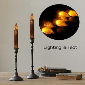 img 3 attached to 🕯️ Youngerbaby Set of 6 Vintage LED Taper Candles: Realistic Yellow Flicker Flameless Candles for Wedding Centerpieces, Windows, Chandeliers, Christmas - Battery Operated, Bright and Brown Bodied