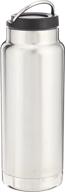 klean kanteen tkwide 32oz stainless steel water bottle with loop cap - brushed finish logo