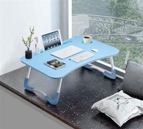 img 4 attached to 📚 Foldable Laptop Desk for Bed/Couch/Sofa/Floor - Portable Breakfast Tray, Notebook Stand, & Reading Holder - Slim Design for Enhanced Comfort
