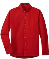 stylish and durable: spring&amp;gege boys long sleeve uniform woven twill button down shirt logo