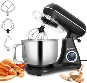 img 4 attached to 🥣 DEPFALL Stand Mixer, 6.8-Quart 800W 6-Speed All Metal Housing Tilt-Head Food Dough Mixer, SM-1522Y Kitchen Electric Mixer with Stainless Steel Bowl, Hook, Whisk, Beater (6.5L, Matte Black)