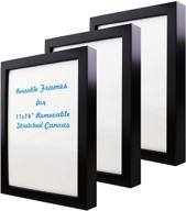 pack of 3 black 11x14 inch 🖼️ stretched canvas frames for natural art paintings - removable logo