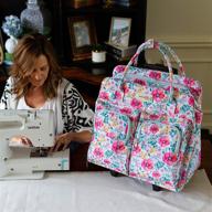 🧵 everything mary deluxe floral rolling sewing machine case - travel bag for brother, singer, & most machines - storage cart with wheels for supplies & accessories logo