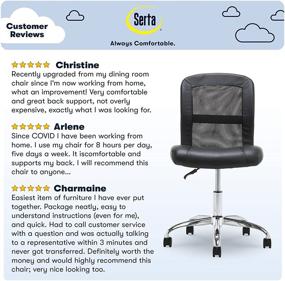 img 1 attached to 🪑 Serta 48740 Essential Mesh Low-Back Computer Desk Task Chair: No Arm, Home Office or Conference Room, Black Faux Leather