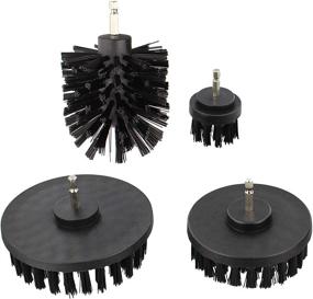 img 3 attached to 🔧 Nylon Scrubber Drill Attachment Cleaning Brush Set for Tough Outdoor Jobs - 4pc Set with Black Hard Bristles, Compatible with 1/4in Power Drill