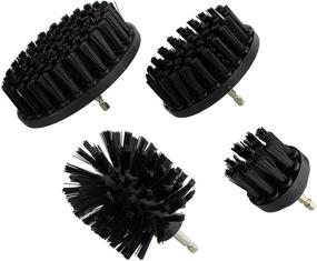 img 4 attached to 🔧 Nylon Scrubber Drill Attachment Cleaning Brush Set for Tough Outdoor Jobs - 4pc Set with Black Hard Bristles, Compatible with 1/4in Power Drill