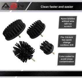 img 1 attached to 🔧 Nylon Scrubber Drill Attachment Cleaning Brush Set for Tough Outdoor Jobs - 4pc Set with Black Hard Bristles, Compatible with 1/4in Power Drill