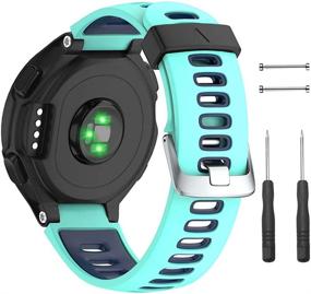 img 4 attached to NotoCity Soft Silicone Watch Band Replacement Strap - Compatible with Forerunner 230, 220, 235, 620, 630, 735XT, Approach S20, S5, S6 (Blue)