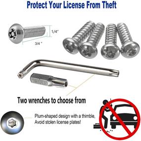 img 2 attached to 🔒 Enhanced Car Tag Security Kit: Aootf Anti Theft License Plate Screws, Stainless Steel Bolts with Black Caps, M6 (1/4'') Security Mount Hardware, Rattle Proof Pads - Includes Bonus Tire Valve Caps & American Flag Decals