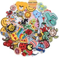 vibrant collection of harsgs 60pcs assorted embroidered patches for clothes, hats, jeans - sew on/iron on, diy accessories logo