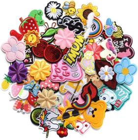 img 2 attached to Vibrant Collection of Harsgs 60pcs Assorted Embroidered Patches for Clothes, Hats, Jeans - Sew On/Iron On, DIY Accessories
