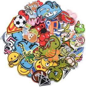 img 3 attached to Vibrant Collection of Harsgs 60pcs Assorted Embroidered Patches for Clothes, Hats, Jeans - Sew On/Iron On, DIY Accessories