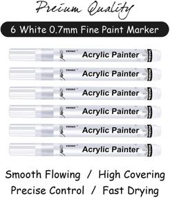 img 3 attached to 🖌️ 6-Pack White Paint Pens - Extra-Fine Point, Acrylic Permanent Marker for Rock, Ceramic, Wood, and More