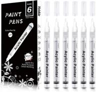 🖌️ 6-pack white paint pens - extra-fine point, acrylic permanent marker for rock, ceramic, wood, and more logo