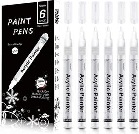 img 4 attached to 🖌️ 6-Pack White Paint Pens - Extra-Fine Point, Acrylic Permanent Marker for Rock, Ceramic, Wood, and More
