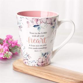 img 1 attached to Inspirational Plum Floral Coffee Cup for Women - 🌸 Trust In The Lord Proverbs 3:5 Bible Verse - 13-Ounce Ceramic