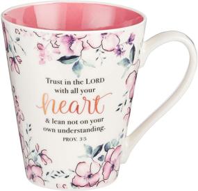 img 4 attached to Inspirational Plum Floral Coffee Cup for Women - 🌸 Trust In The Lord Proverbs 3:5 Bible Verse - 13-Ounce Ceramic