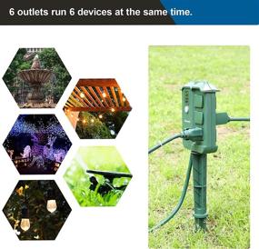 img 2 attached to 🌳 DEWENWILS Outdoor Power Stake Timer with Photocell & Wireless Remote Control: 6 Waterproof Grounded Outlets, Raintight & UL Listed, Green