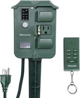 🌳 dewenwils outdoor power stake timer with photocell & wireless remote control: 6 waterproof grounded outlets, raintight & ul listed, green logo