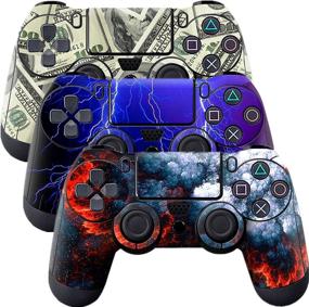 img 4 attached to 🎮 PS4 Controller Skin Sticker Set - 3pcs Full Body Vinyl Decal Cover for Playstation 4 Controller (#2)