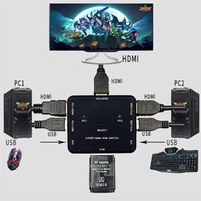 img 1 attached to 🔁 2-port HDMI Switcher & USB KVM Switch – 2-in-1 HD Switch for PC, Laptop, Desktop, Monitor, Printer – USB Keyboard & Mouse Sharing Device – Mouse and Keyboard Control