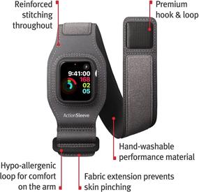 img 3 attached to Enhanced Grey ActionSleeve 2 Armband for Apple Watch 44mm – Optimize Your Wrist-Free Experience during Sports and Activities