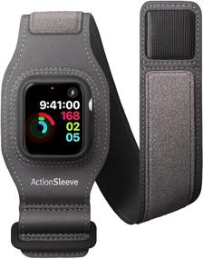 img 4 attached to Enhanced Grey ActionSleeve 2 Armband for Apple Watch 44mm – Optimize Your Wrist-Free Experience during Sports and Activities