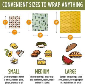 img 3 attached to 🐝 HUNNYBEEE Beeswax Reusable Food Wraps - (3 packs) Sustainable Beeswax Wrap, Organic Eco-friendly Bees Wrap, Storage Bags, Cheese Bee Wrappers Cling, Wax Paper for Food - Beeswax Wrap Sustainable Products