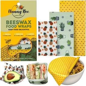 img 4 attached to 🐝 HUNNYBEEE Beeswax Reusable Food Wraps - (3 packs) Sustainable Beeswax Wrap, Organic Eco-friendly Bees Wrap, Storage Bags, Cheese Bee Wrappers Cling, Wax Paper for Food - Beeswax Wrap Sustainable Products