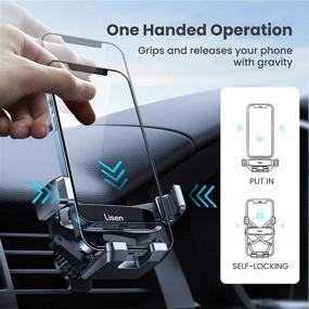 img 3 attached to LISEN Auto-Lock Phone Holder for Car Vent - Gravity Cell Phone Car Mount Air Vents, Secure & Sturdy, One-Handed Operation, Compatible with 4-6.7 inches iPhone & Smartphones