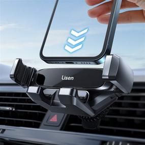 img 4 attached to LISEN Auto-Lock Phone Holder for Car Vent - Gravity Cell Phone Car Mount Air Vents, Secure & Sturdy, One-Handed Operation, Compatible with 4-6.7 inches iPhone & Smartphones