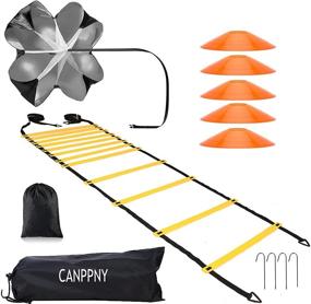 img 4 attached to Enhance Footwork with CANPPNY Speed Agility Training Kit: Agility Ladder, Disc Cones, Resistance Parachute - Boost Performance in Any Sport!