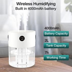 img 1 attached to 🌬️ 2L Rechargeable Cool Mist Humidifier with Double Spray Nozzle & Night Light - Ideal for Home, Bedroom, Office, Yoga, Gym - White