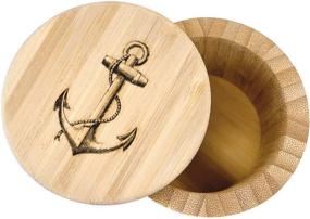 img 2 attached to 🎍 Bamboo Salt Box Container – Ideal for Salt, Spices, Herbs, Seasoning & More | Magnetic Swivel Lid | 1-Tier (Anchor Design)