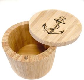 img 3 attached to 🎍 Bamboo Salt Box Container – Ideal for Salt, Spices, Herbs, Seasoning & More | Magnetic Swivel Lid | 1-Tier (Anchor Design)