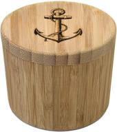 🎍 bamboo salt box container – ideal for salt, spices, herbs, seasoning & more | magnetic swivel lid | 1-tier (anchor design) logo