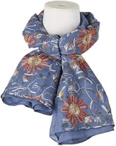 img 2 attached to Lightweight Shawl Scarf - Fashionable Infinite Flower Design with Classic Retro Embroidery for Women