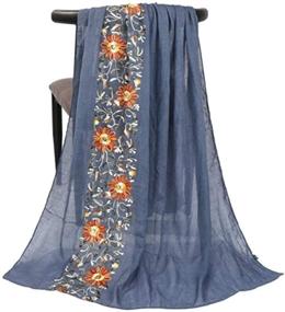 img 4 attached to Lightweight Shawl Scarf - Fashionable Infinite Flower Design with Classic Retro Embroidery for Women