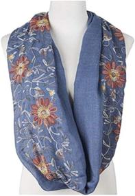 img 3 attached to Lightweight Shawl Scarf - Fashionable Infinite Flower Design with Classic Retro Embroidery for Women