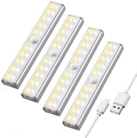 img 4 attached to Enhance Your Closet Organization with 20 LED Motion Sensor Light Bulbs - 3 🔦 Color Modes - 4 Pack Rechargeable Cabinet Lights & 6 Magnetic Strips - Easy Stick-on!