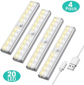 img 3 attached to Enhance Your Closet Organization with 20 LED Motion Sensor Light Bulbs - 3 🔦 Color Modes - 4 Pack Rechargeable Cabinet Lights & 6 Magnetic Strips - Easy Stick-on!